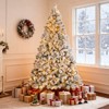 HONGGE 6.5ft Pre-Lit Holiday Christmas Pine Tree w/ Snow Flocked Branches, 250 Warm White Lights - 2 of 4