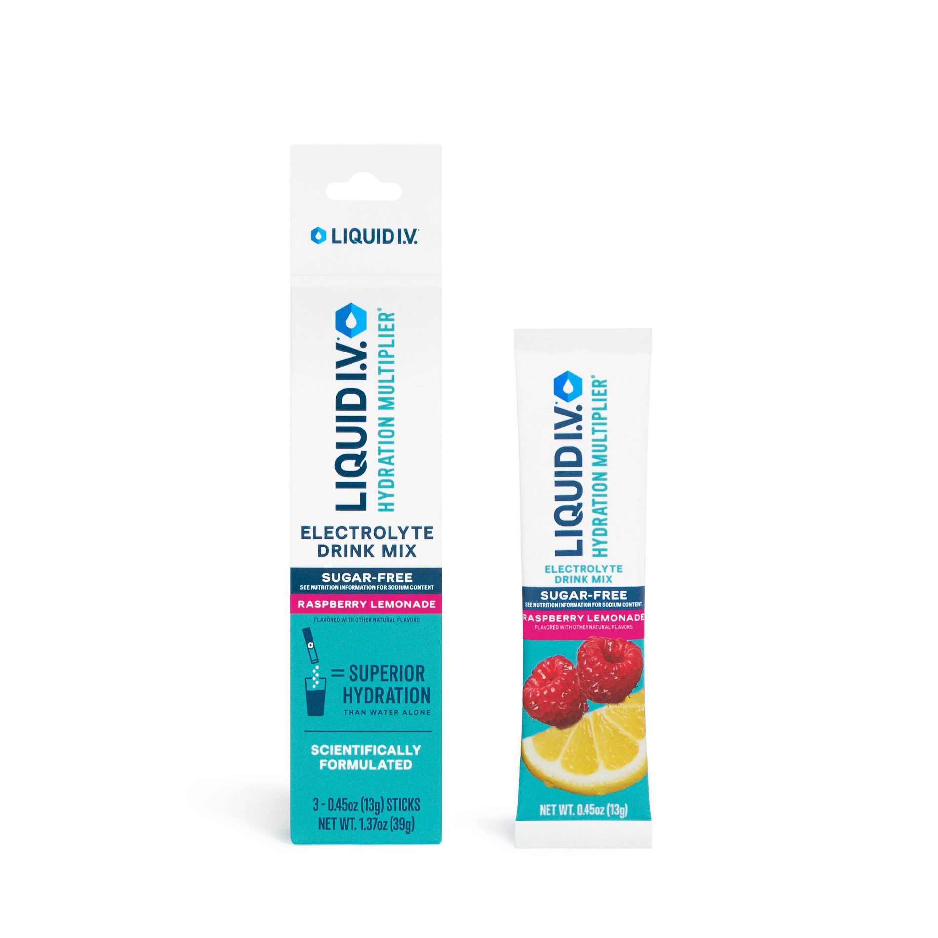 Liquid I.V. Raspberry Lemonade Sugar Free Hydration Multiplier Sports Drink - 3pk/0.45oz