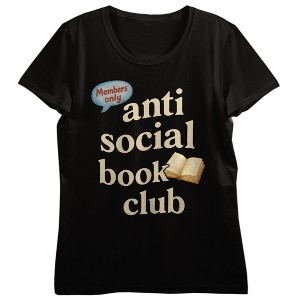 Anti Social Book Club Open Book Women’s Black Crew Neck Short Sleeve T-shirt - 1 of 3