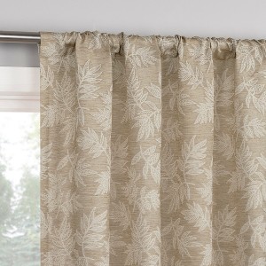 No. 918 1pc 50"x84" Koda Leaf Woven Jacquard Semi-Sheer Rod Pocket Curtain Panel Warm Taupe - 1 of 4