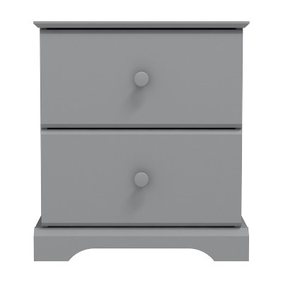 Gray Wood 2-Drawer Kids Nightstand, 22" Height