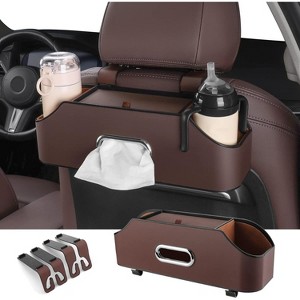 Car Back Seat Organizer with 2 Cup Holders, Napkin Holders with Hook for Travel & Kids - 1 of 4