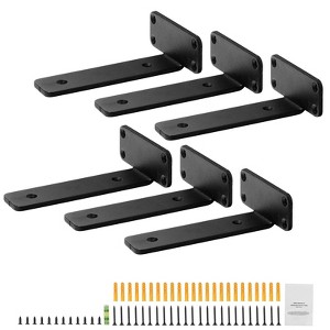 VEVOR Shelf Bracket,8”L x 4”W x 1.6”H 6 Pcs,Heavy Duty Floating Shelf Brackets,Brackets for Shelves,5mm Thick Matte Black L Shelf Bracket,Black - 1 of 4