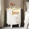 NicBex 15.74 Inch Nightstand with LED Light,Modern End Table with Glass Tabletop and Open Storage Shelf for Bedroom,Living Room,White - 4 of 4