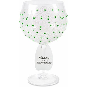 Pavilion Gift Company - Green Swirls - 24 oz Hand Decorated Glass - Drinkware - 1 of 4