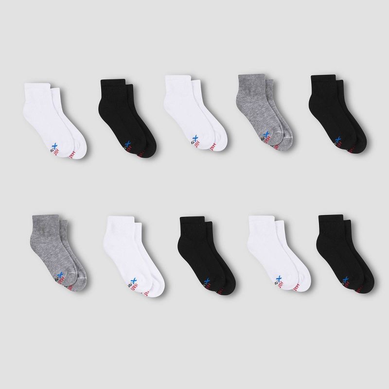 Hanes Boys' X-Temp Ankle 10pk Athletic Socks - Colors May Vary, 1 of 5