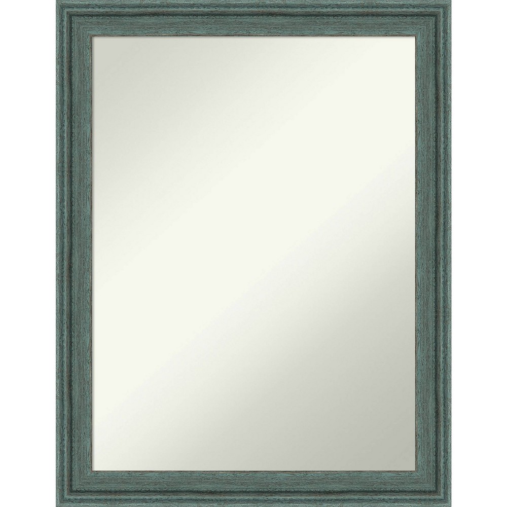 22"x28" Upcycled Wood Wall Mirror for Bathroom Sink, Teal/Gray - Amanti Art: Modern Rectangle, No Assembly