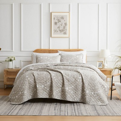 Ashanti Bone Full Microfiber 3-Piece Quilt Set