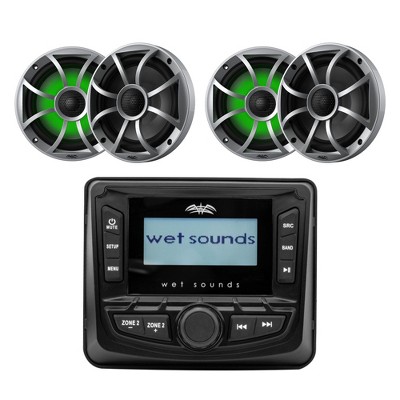 Wet Sounds Ws-mc-5 Stereo + 2 Pairs Recon 6-s Rgb Led Speakers