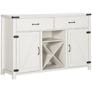 HOMCOM Wooden Farmhouse Sideboard, Storage Buffet Cabinet with 2 Large Drawers, X-Shaped Wine Rack, and Cabinets - 1 of 4