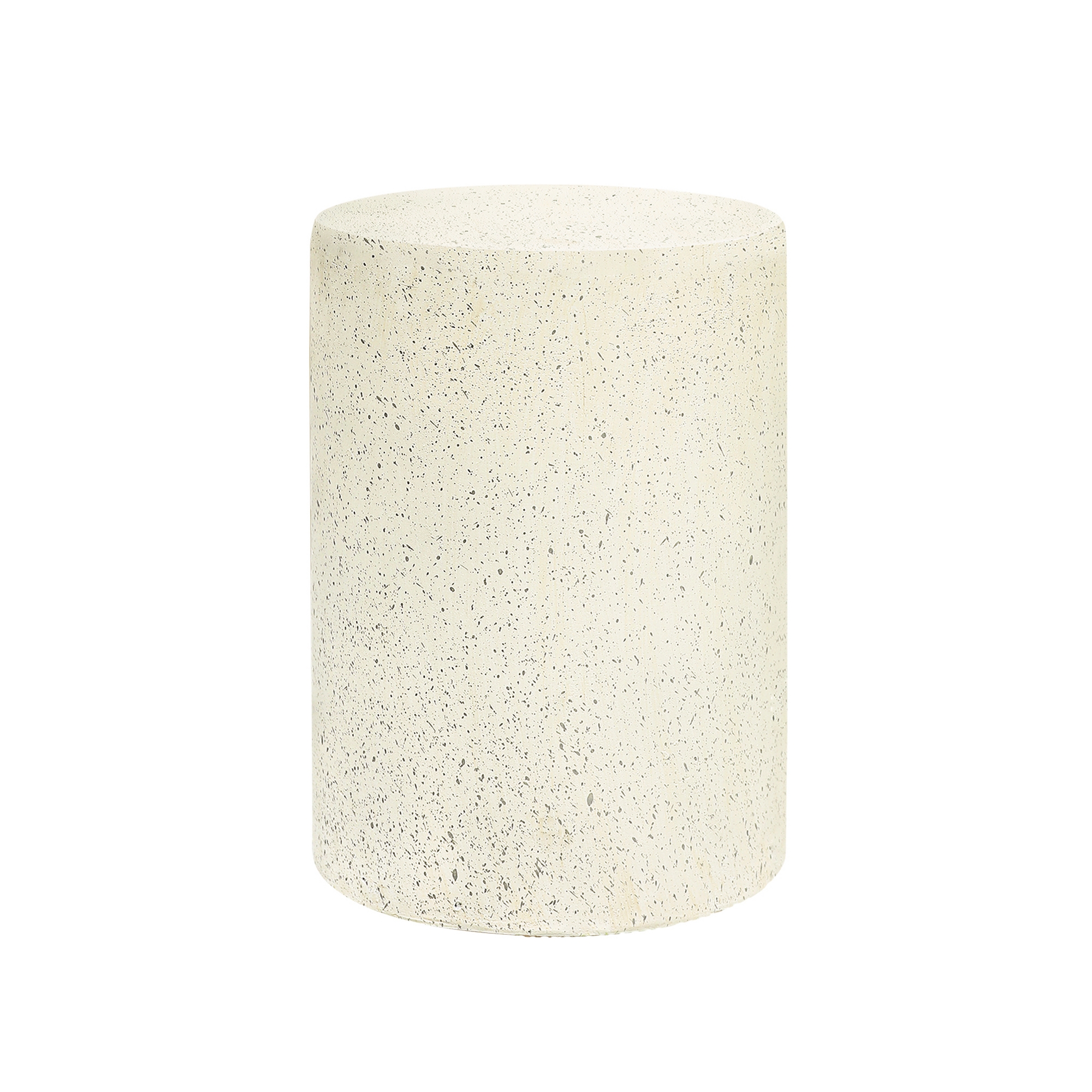 LuxenHome Patio Side Table, 18'' Cream with Speckled Gray Cement Round End Table,Accent Table for Outdoor Indoor, Garden Stool Plant Stand