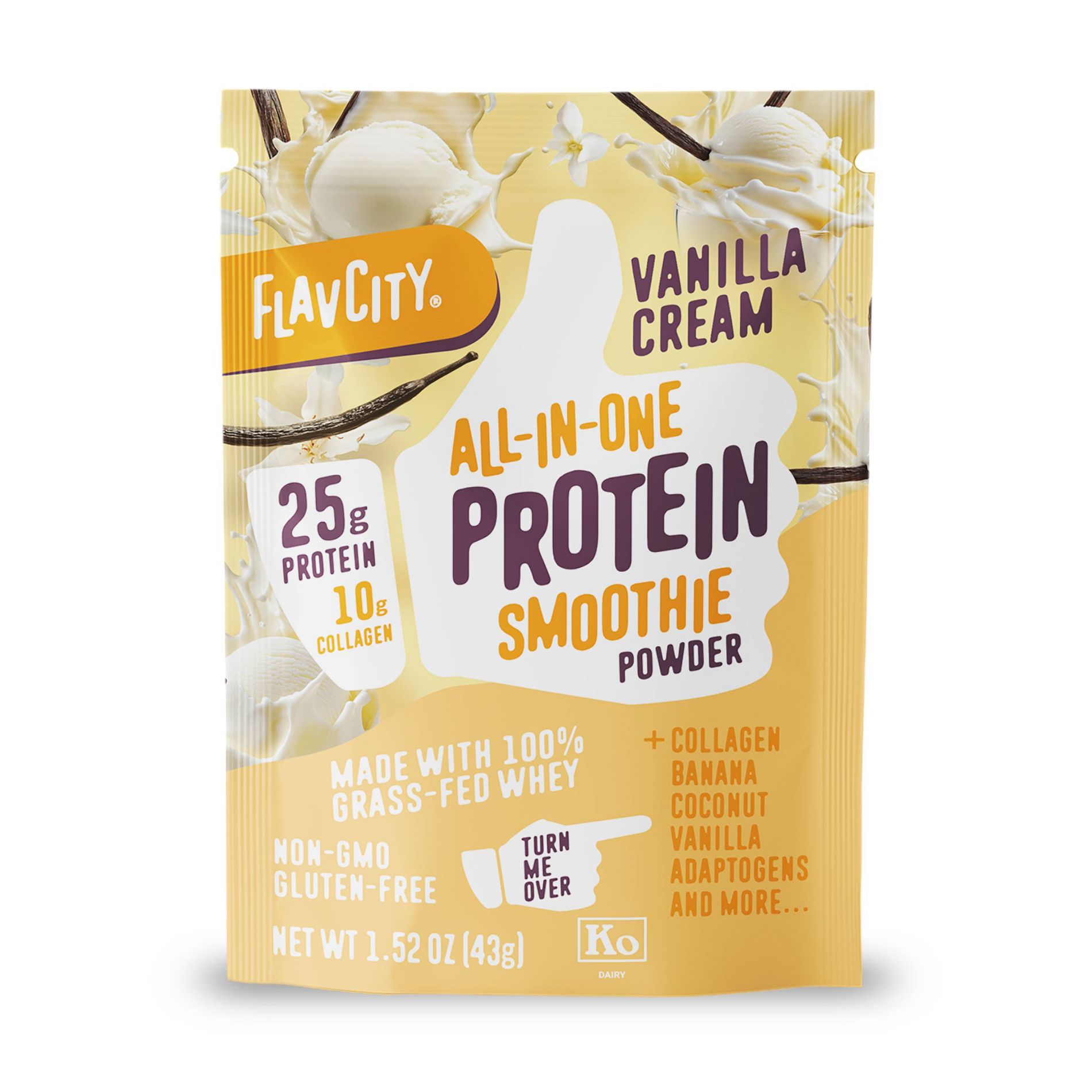 FlavCity Single Serve Protein Smoothie Powder - Vanilla Cream - 43gms