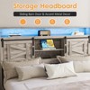 Bed Frame with Bookcase Headboard, Sliding Barn Door Storage Shelves - 3 of 4