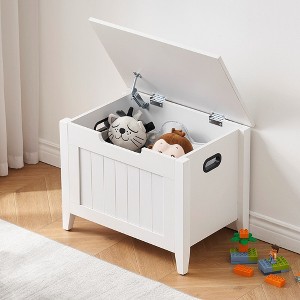 Whizmax Storage Chest, Upholstered Storage Trunk with 2 Safety Hinges, Storage Bench, Flip-Top Toy Chest for Entryway, Bedroom, Living Room, White - 1 of 4