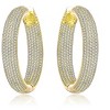 Stunning Clear Cubic Zirconia 10-Row French Pave Inside-Out Large Tubular Hoop Earrings – Glamorous Sparkle and Bold Design for a Luxe Look - 3 of 3