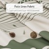 Aoibox Boho Shower Curtain Set with Tassels, Modern Farmhouse Style, Rustic Faux Linen Green Striped Design, Light Tan Tone - 2 of 4