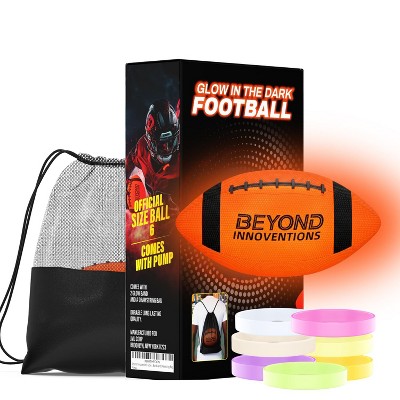 Beyond Innoventions Glow in the Dark Football – Light Up Size 6 Football for Boys & Girls 8–15 | Includes 2 Light Up Bands & Drawstring Bag