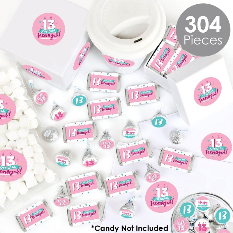 Big Dot of Happiness Girl 13th Birthday - Official Teenager Birthday Party Candy Favor Sticker Kit - 304 Pieces, 2 of 8