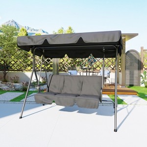 3 Person Patio Swing Chair with Canopy for Porch, Convertible Canopy Hanging Glider Lounge Chair, Patio SwingWith Adjustable Tilt Shade - 1 of 4