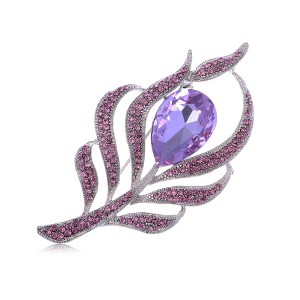 Anna-Kaci Antique Large Amethyst Color Center Stone Rhinestone Flower Pin Brooch - Multicolor - 1 of 4