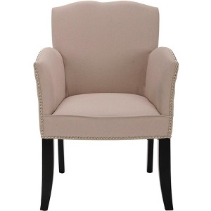 Rachel Arm Chair with Silver Nail Head - Taupe - Safavieh - 1 of 2