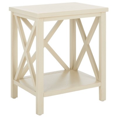 White Wood X-Base Latticework Accent Table