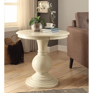 Royal Hampton Accent Table with Pedestal Base, Antique White - 1 of 4