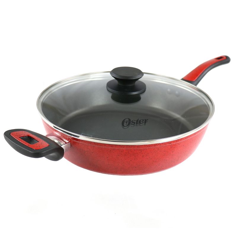 Oster Claybon 3.8 Quart Nonstick Saute Pan With Lid in Speckled Red, 1 of 7
