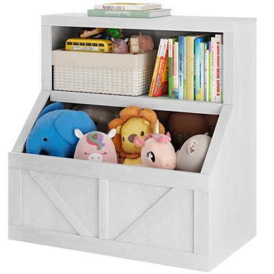 Kids Bookshelf and Toy Storage Organizer, Wooden Toddler Bookcase with Large Cubbies, Storage Cabinet for Playroom, Bedroom, Nursery, Classroom