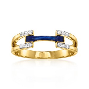 Ross-Simons 0.10 ct. t.w. Diamond and Blue Enamel Ring in 18kt Gold Over Sterling - 1 of 4