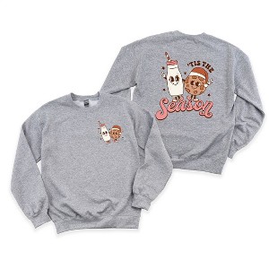 Simply Sage Market Women's Graphic Sweatshirt Tis The Season Milk and Cookies Front and Back - 1 of 4
