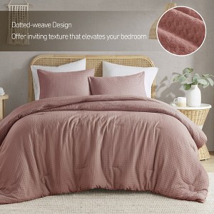 3Pcs Woven Dotted-Weave Knit Comforter Sets, Chic Vintage Style Boho Bed Set for All Season, Premium Breathable Bedding for Luxury Decor Style - 1 of 4