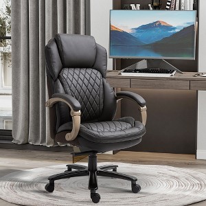 Vynxaria Big and Tall Executive Office Chair with Wide Seat, Computer Desk Chair with High Back Diamond Stitching - 1 of 4