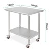 Stainless Steel Kitchen Cart, 30 x 24 x 35 Inches Prep Table with Wheels and Adjustable Shelf - 3 of 4