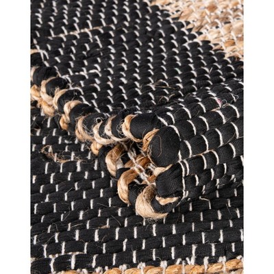 Handmade Black Geometric Braided Jute Area Rug 5' x 8'