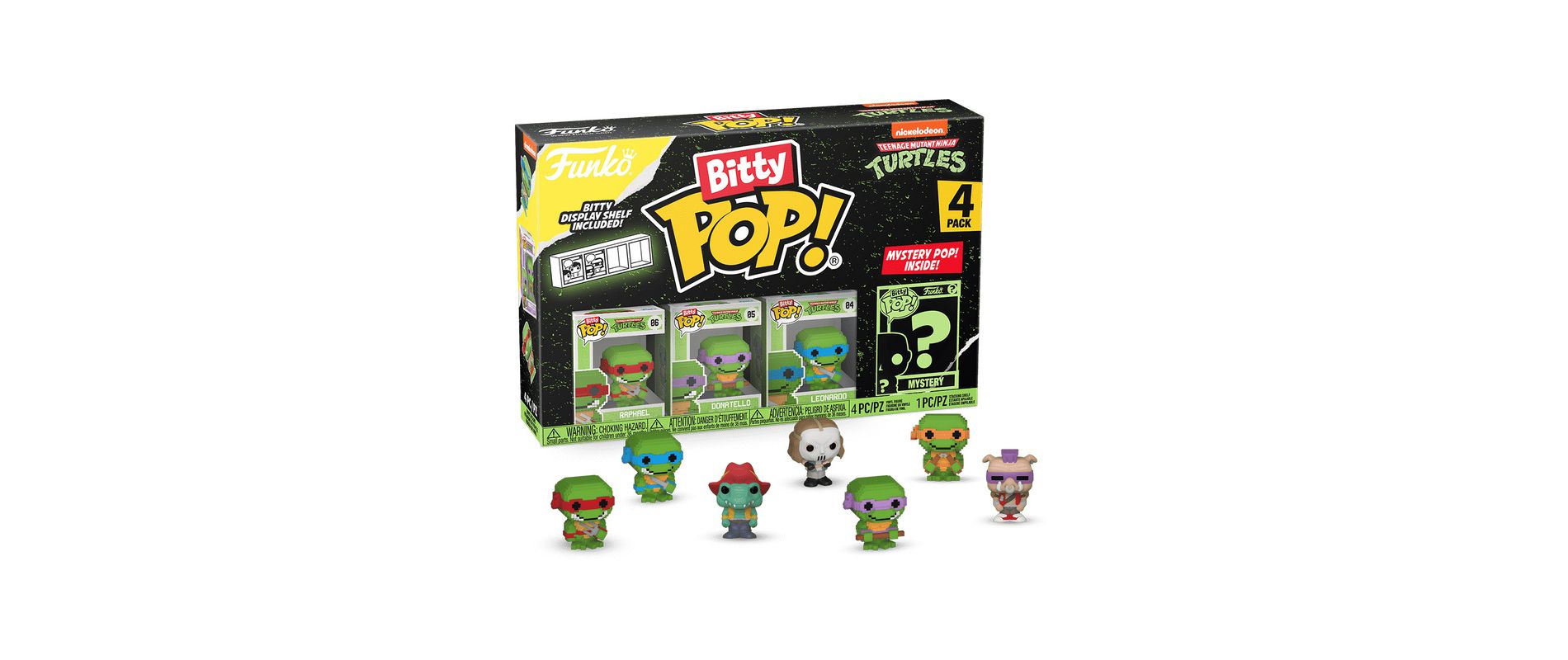 Funko Bitty POP! Teenage Mutant Ninja Turtles (TMNT) 4-Pack - Raphael, Donatello, Leonardo, and A Surprise Mystery Mini Figure