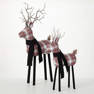 20.5"H and 28"H Sullivans Plaid Standing Deer Figurines - Set of 2, Christmas Decor, Multicolored - 1 of 3