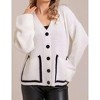 Women's Color Block Cardigan V-Neck Button Front Knit Sweater with Pockets - 3 of 4