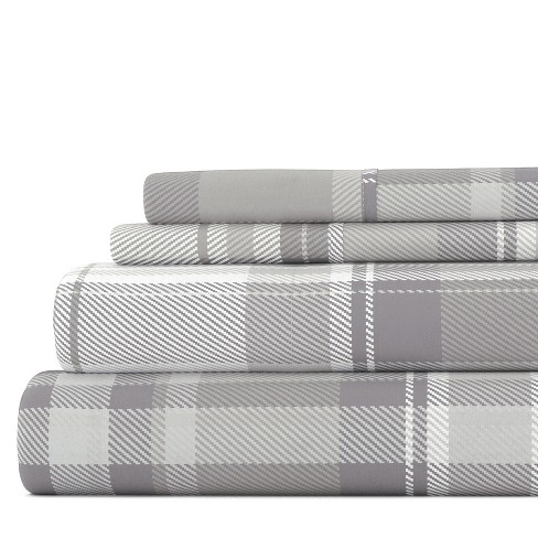 100% Cotton Flannel 4pc Sheet Set Super Soft - Becky Cameron, Plaid ...