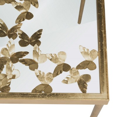 Ethereal Gold 47" Glass-Top Home Office Desk with Drawer