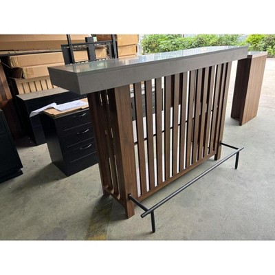 63 Inch Long Bar Table, Counter Bar Height Pub Table Home Bar Unit, 2Tier Storage Shelves for Kitchen Dining, Bistro