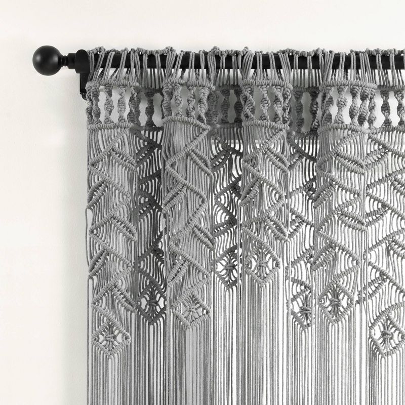 84"x40" Boho Macrame Leaf Cotton Window Curtain Panel - Lush Décor, 4 of 11