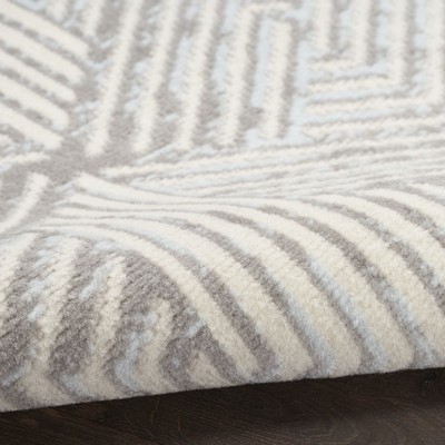 Grafix Gray Geometric 2' x 4' Synthetic Area Rug