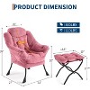 Lazy Chair with Ottoman, Modern Lounge Accent Chair, Leisure Sofa Armchair with Footrest, Reading Armchair with Side Pocket, Plush Pink - 2 of 4