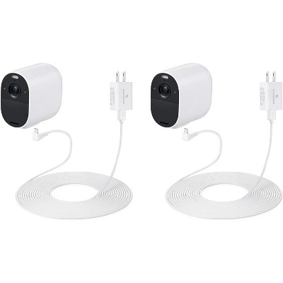 2-Pack, White NOT Compatible with Arlo Ultra, Pro/Pro 2/Pro 3, HD, Floodlight Wasserstein 25ft/7.6m Weatherproof Outdoor Charger Compatible with Arlo Essential Spotlight/XL Spotlight Camera ONLY 