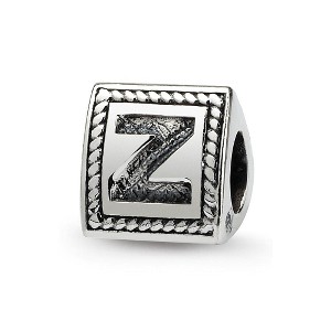Black Bow Jewelry Triangle Block, Letter Z Sterling Silver Bead Charm - 1 of 3