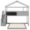 Twin over Full House Bunk Bed with Storage Staircase and Blackboard,White - 2 of 3