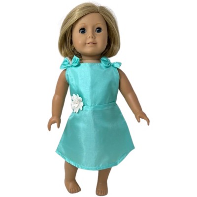 Doll Clothes Superstore Handmade Mint Bow Dress with Flower Appliqu for 18-Inch Dolls
