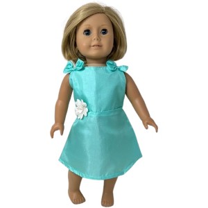 Doll Clothes Superstore Handmade Mint Bow Dress with Flower Appliqu for 18-Inch Dolls - 1 of 4