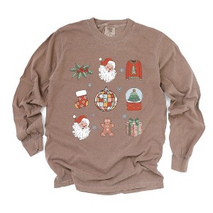 Simply Sage Market Women's Christmas Collage Long Sleeve Garment Dyed Tee - 1 of 4